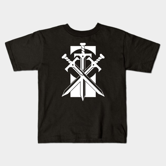 Crossed Swords - Original Logo Banner Sigil - Light Design for Dark Backgrounds Kids T-Shirt by Indi Martin